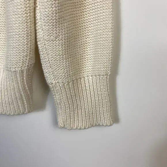Zara Knit Cable Sweater Keyhole Back Ecru Size M - Picture 10 of 10